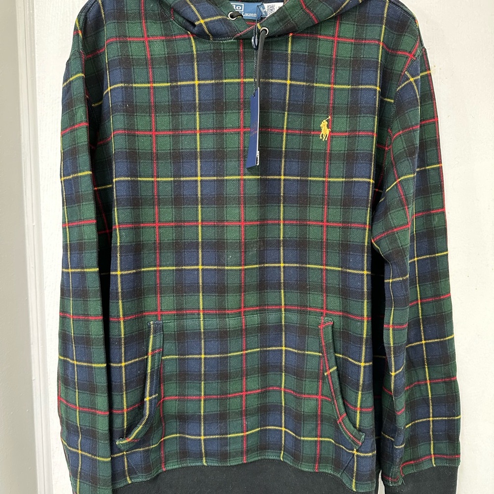 New Ralph Lauren Multicolor Plaid Sweatshirt Hoodie